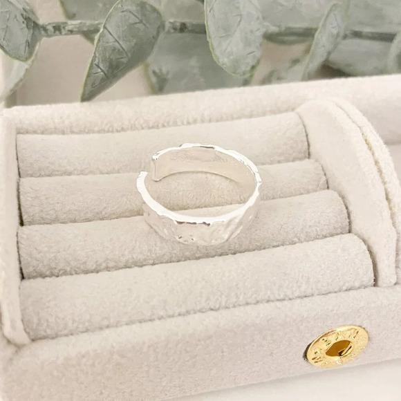 925 Sterling Silver Textured Ring Band Thin Ring Minimalist Ring Foil Ring - Picture 5 of 10